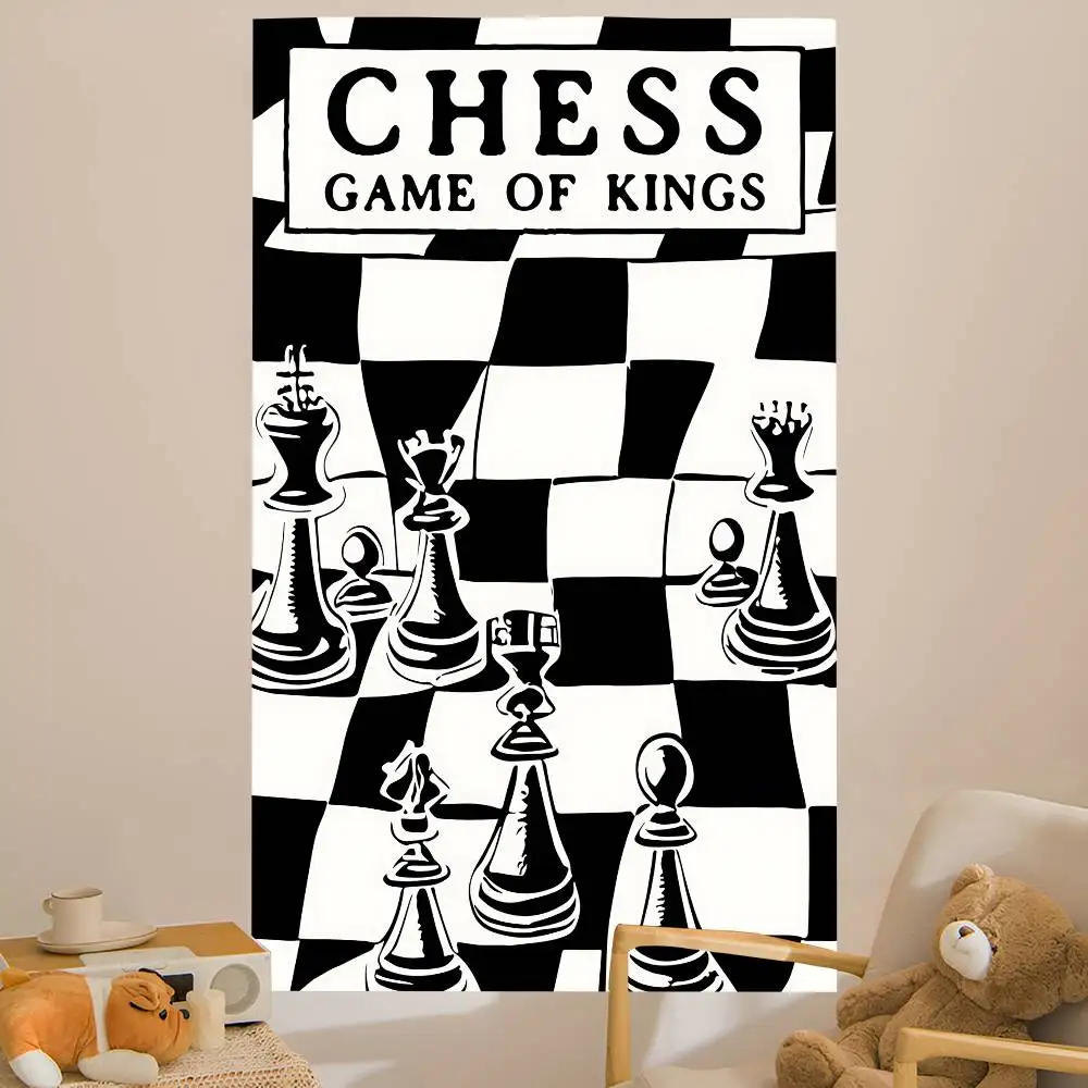 Vintage International Chess Canvas Anime Tapestry Hippie Flower Wall Carpets Dorm Decor Wall Hanging Home Decor