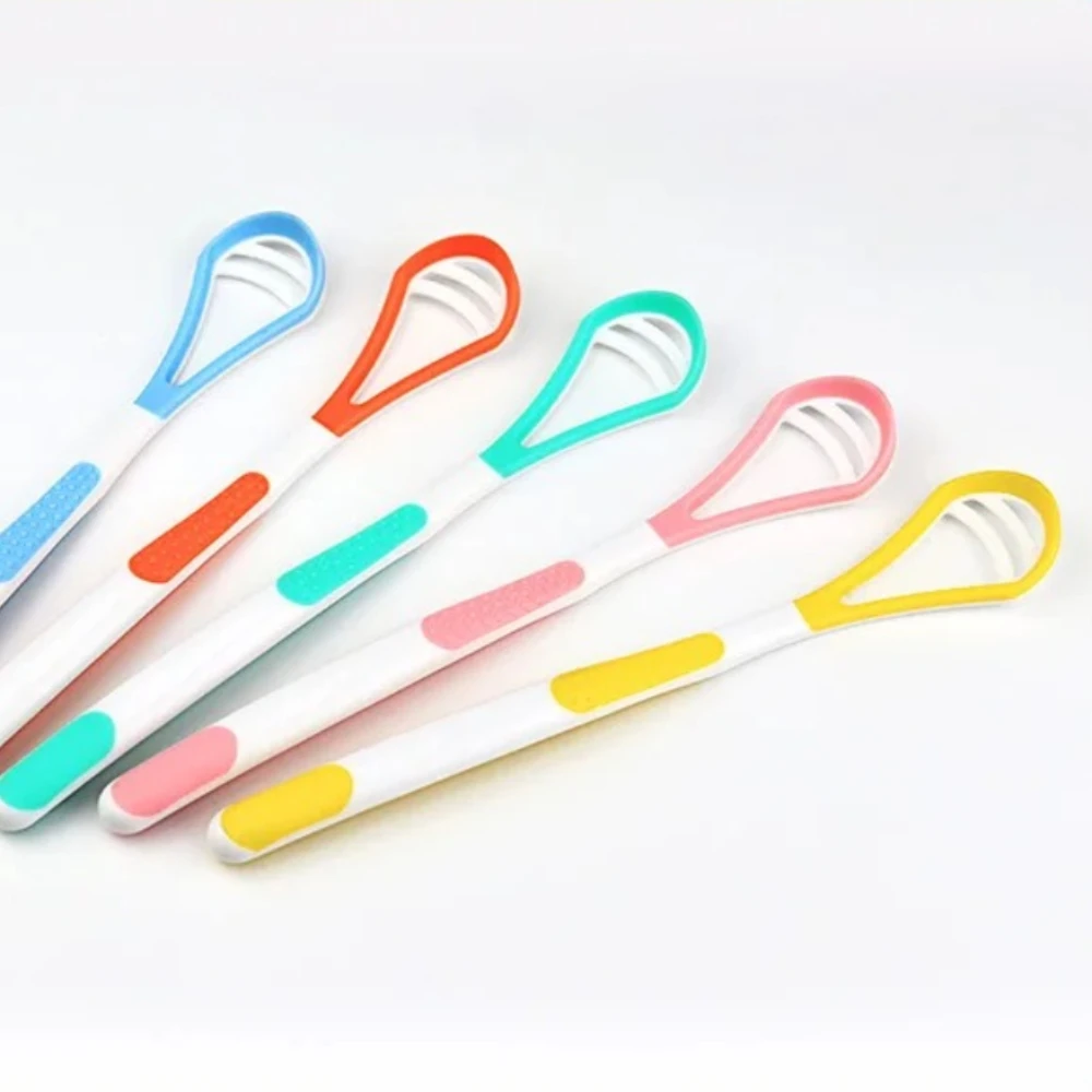1PCS Silicone Tongue Scraper With Ergonomic Handle Double-sided Fresher Breath Tongue Cleaning Brush Oral Hygiene Tool Wholesale