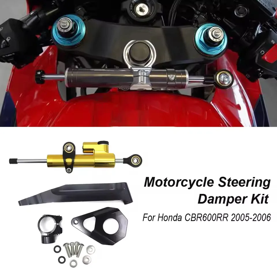 

Рулевой демпфер мотоцикла, стабилизатор, линейный реверсивный контроль безопасности + аксессуары для кронштейна для Honda CBR600RR CBR 600RR 2005-2006