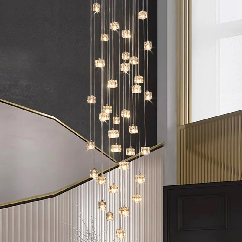 Modern home decoration crystal chandelier, stair Pendant lamp, living room Pendant lights, interior lighting