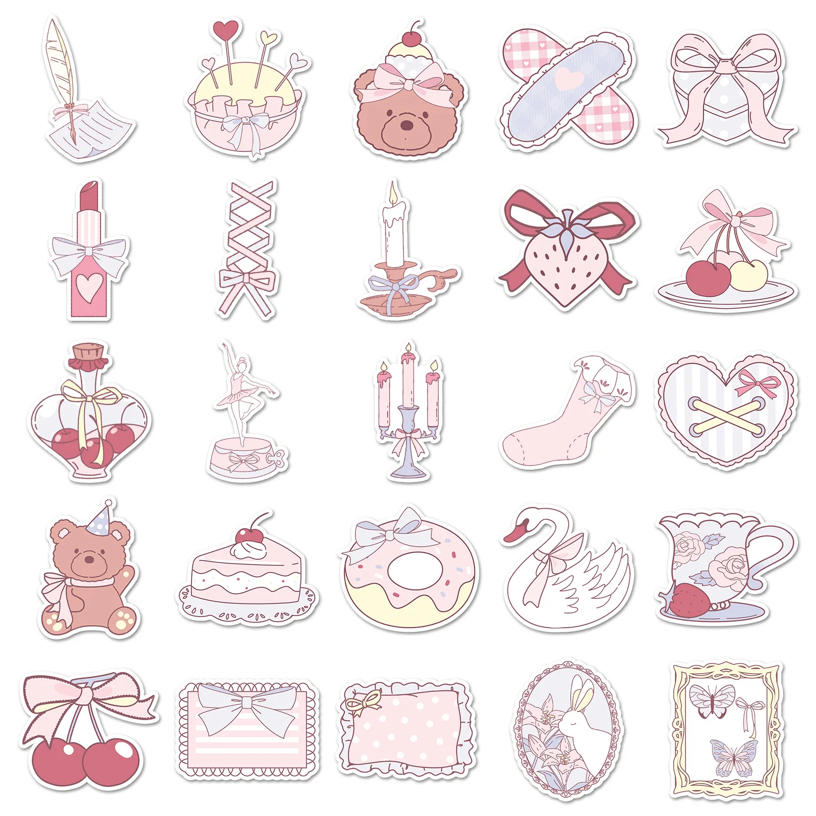 50 قطعة من ملصقات Balletcore Aesthetic Girl - ملصقات تزيين DIY للأمتعة والكمبيوتر المحمول وحافظة الهاتف iPad المقاومة للماء لعبة الأطفال