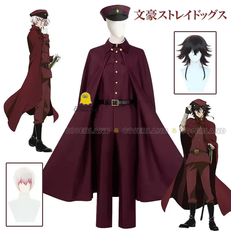 

Anime Tetcho Suehiro Cosplay Costume Wig Saigiku Jono Teruko Okura Red Cloak Hat Hunting Dogs Uniform Men Women