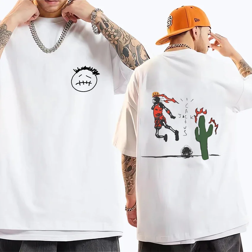 

Cactus Jack play basketball T-shirts Men Women ' s Y2k Casual Fashion clothing Oversized Pure Cotton short sleeve Unisex Tees