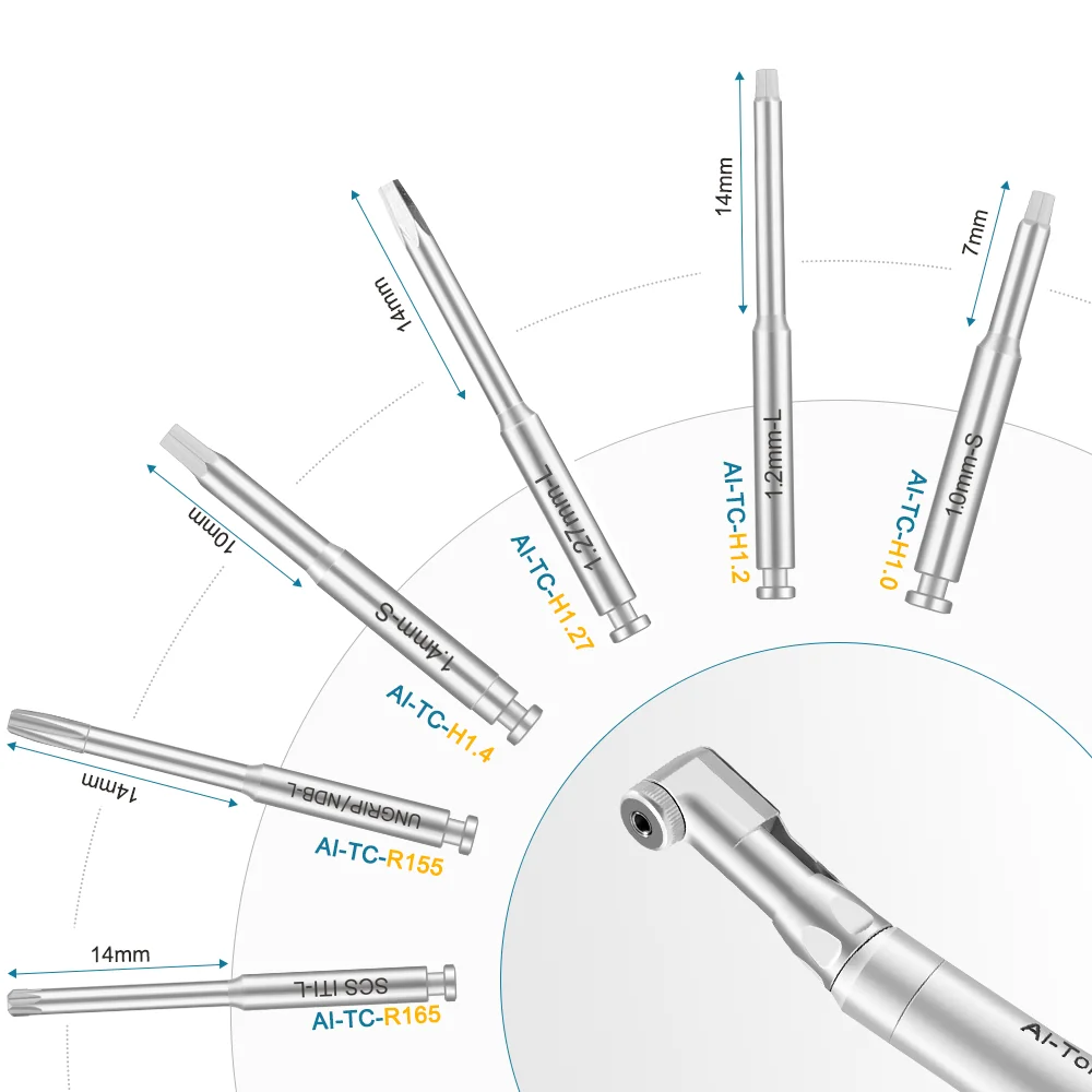 AI-TC динамометрические отвертки для зубных имплантатов, гаечные ключи, инструменты для ремонта, стоматологические материалы, 6 размеров, доступны длинные и короткие соответствия