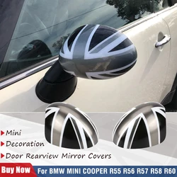 2pcs Manual Union Jack  Fold Wing Mirror Caps Cover For BMW MINI COOPER R55 R56 R57 R58 R60