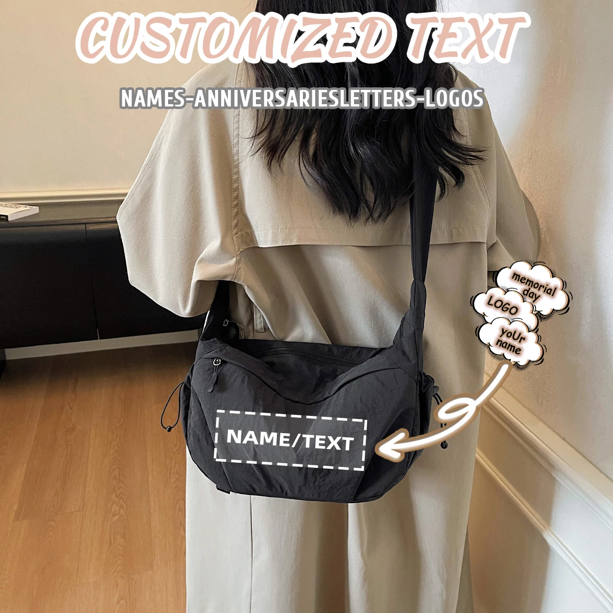 

Сверхлегкая сумка через плечо в японском стиле с логотипом, нейлоновая ткань, унисекс, универсальная сумка на плечо, рюкзак, нагрудная сумка, эксклюзивная сделай сам