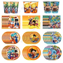Goku Dragon Ball Z Birthday Decoration Party Supplies Tablecloth Paper Cup Plate Napkin Bag Disposable Tableware Baby Shower Kit