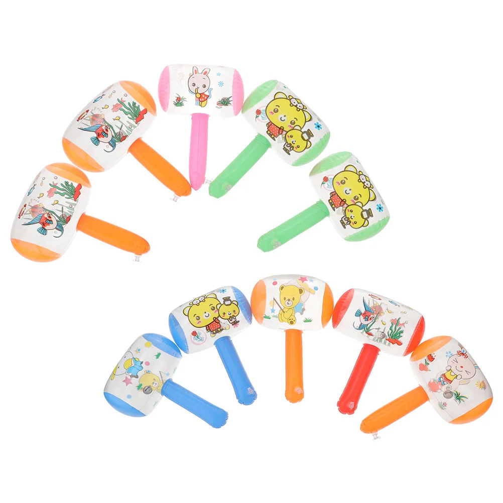 8 Pcs Cartoon Inflatable Hammer Ringing Toy with Bell 10pcs Pool Props Stick Balloon