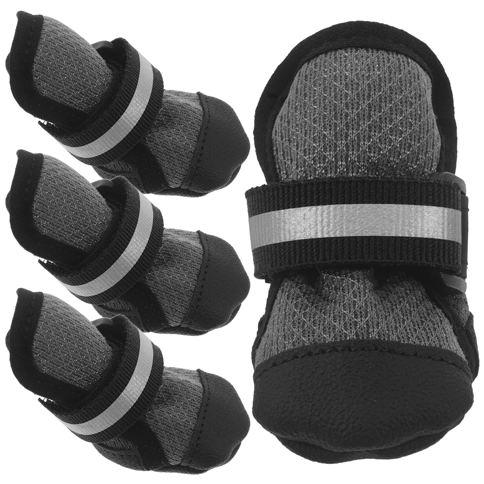 

4 шт. обувь для домашних животных для собак: сетчатые ботинки для собак, противоскользящая подошва, регулируемые ремни, дышащие чехлы для лап для походов на открытом воздухе, дождливые прогулки