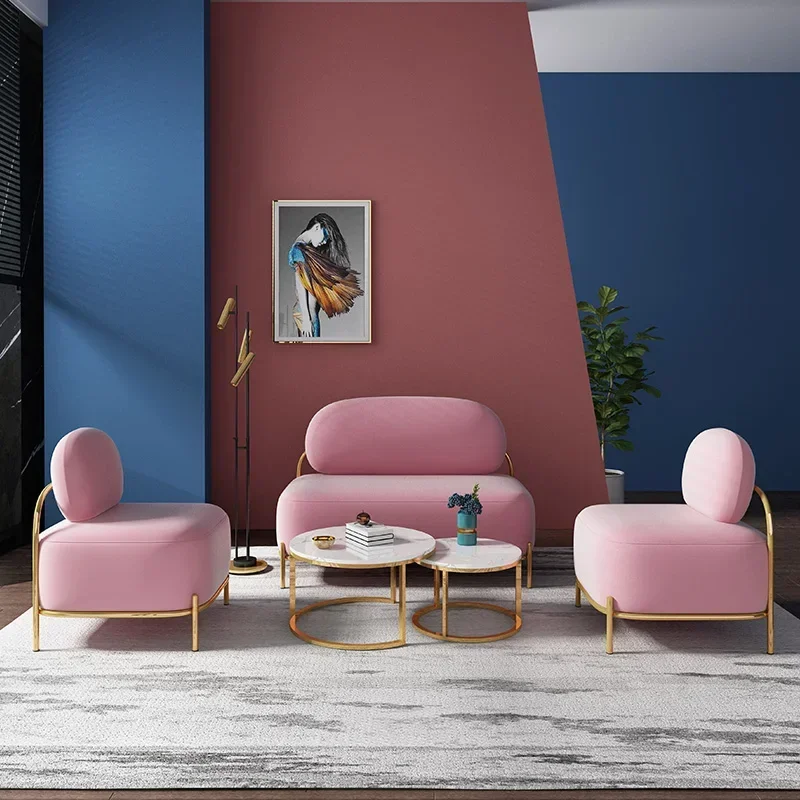 Custom cobblestone sofa beauty salon special-shaped business reception area creative office sofa tea table combination set