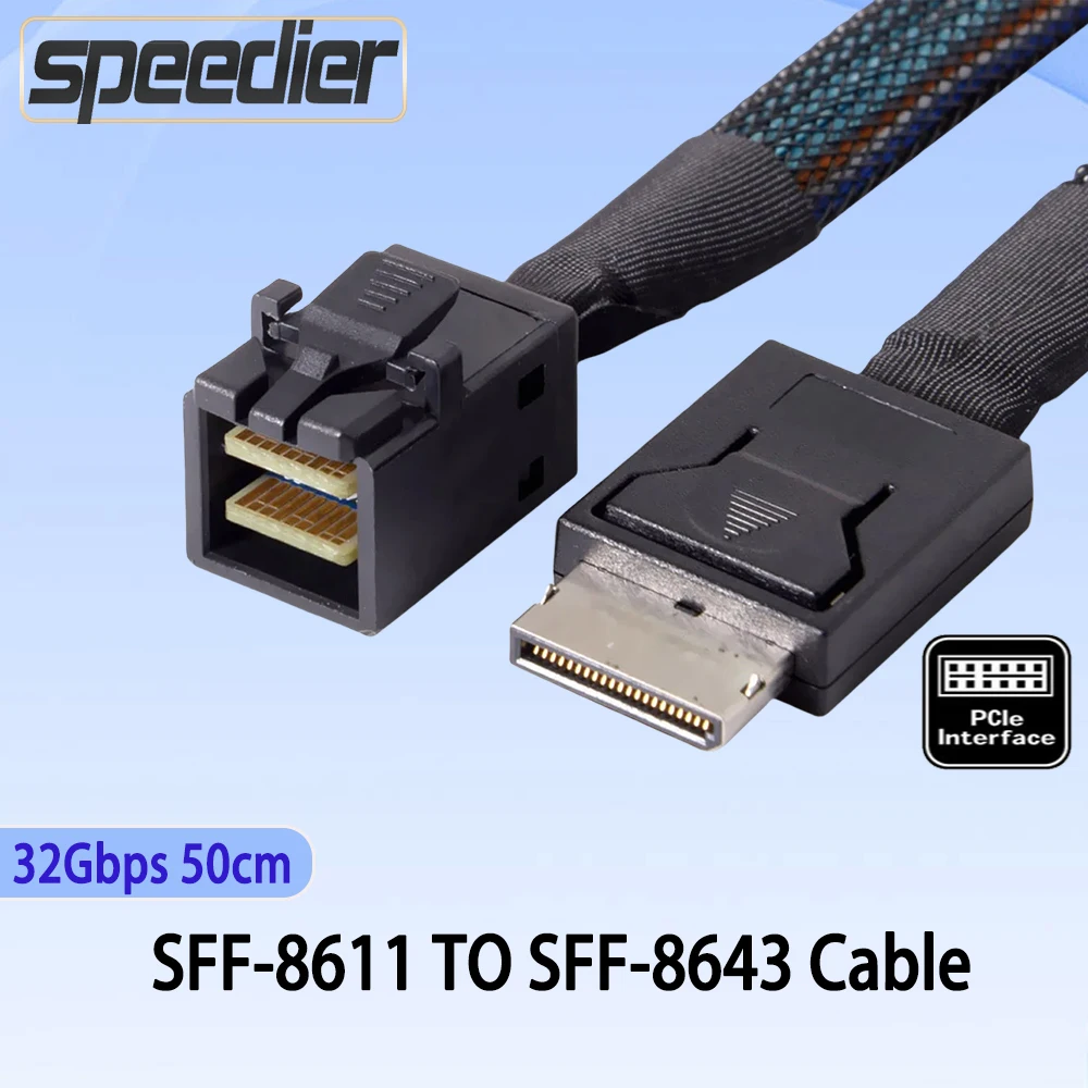 Oculink SFF-8611 Male Pair SFF-8643 HBA Array Card Hard Disk Backplane Cable 8654 Data Transmission Cable SAS Data Conversion