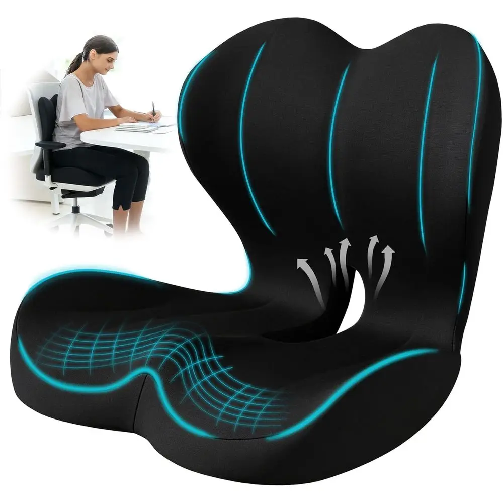 

Seat Cushion or Oice Chair and Car, Lumbar Support Pillow or Oice Chair, Memory oam Ergonomic Seat Cushion or Long Sitting, Back