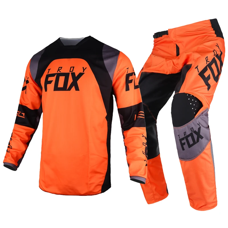 

Gear Set 180 Trice Lux Jersey Combo Pants Motocross Racing Kits Mountain Bicycle Offroad Motor Orange Suit Mens