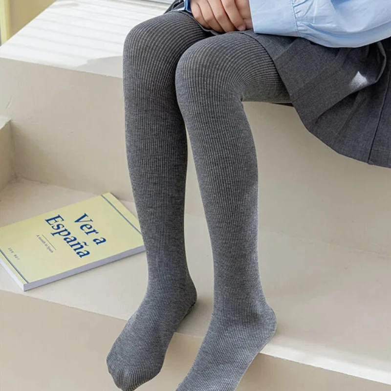 Solid Color Stripe Dance Pantyhose For Lovely Kids Girls Spring Autumn Wear High Elastic Lightweight Comfort Anti-slip Leggings