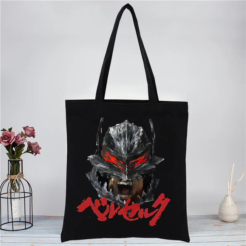 Berserk Guts Griffith Anime Swordsman Manga Women Pattern Handbag Black Casual Large Top-handle Bag Shopping Bags for Lady