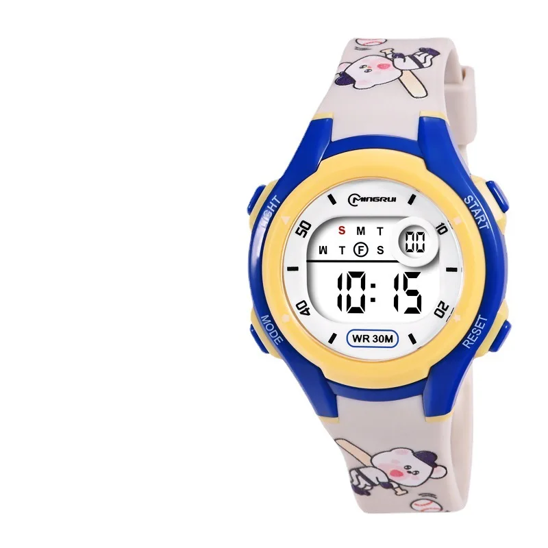 Montre de sport imprimée minimaliste pour enfants, réveil étanche, montre décontractée pour fille et garçon, bracelet en silicone, cadeau de natation