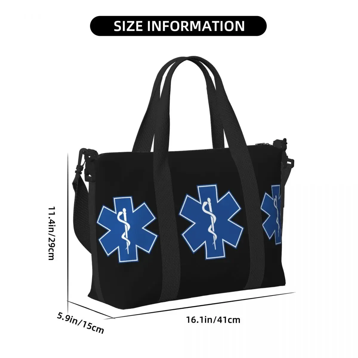 Custom Star Of Life EMT Health Care Beach Tote Bag Women Paramedic Large Compartment Gym Beach Travel Bags