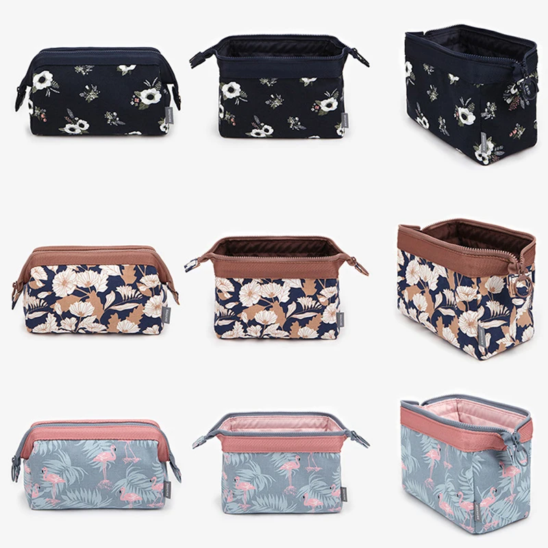 Bolsa de maquillaje de flamenco de viaje para mujer, bolsa de cosméticos para niña, organizador de lavado de belleza y maquillaje