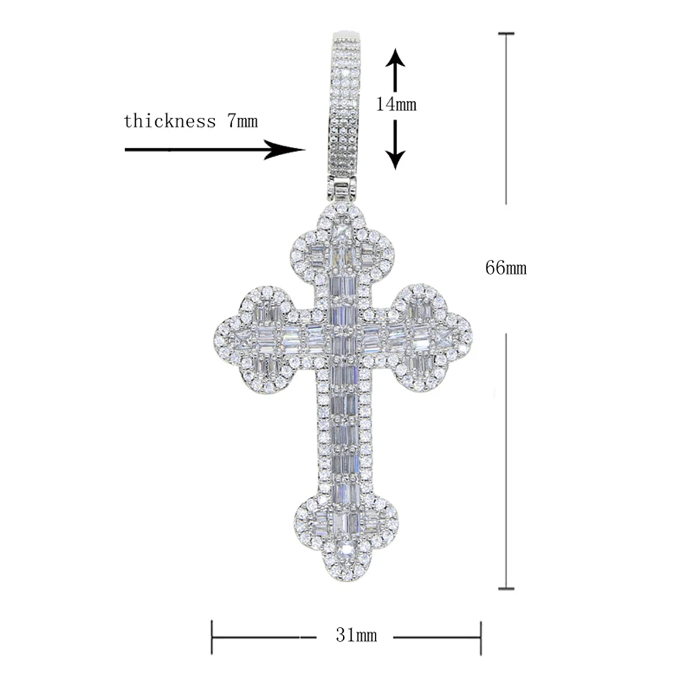 Iced Out Infinity Cross Necklace for Men Women Silver Color Prong Setting Cubic Zirconia Charm Star Link Chain Hip Hop Jewelry