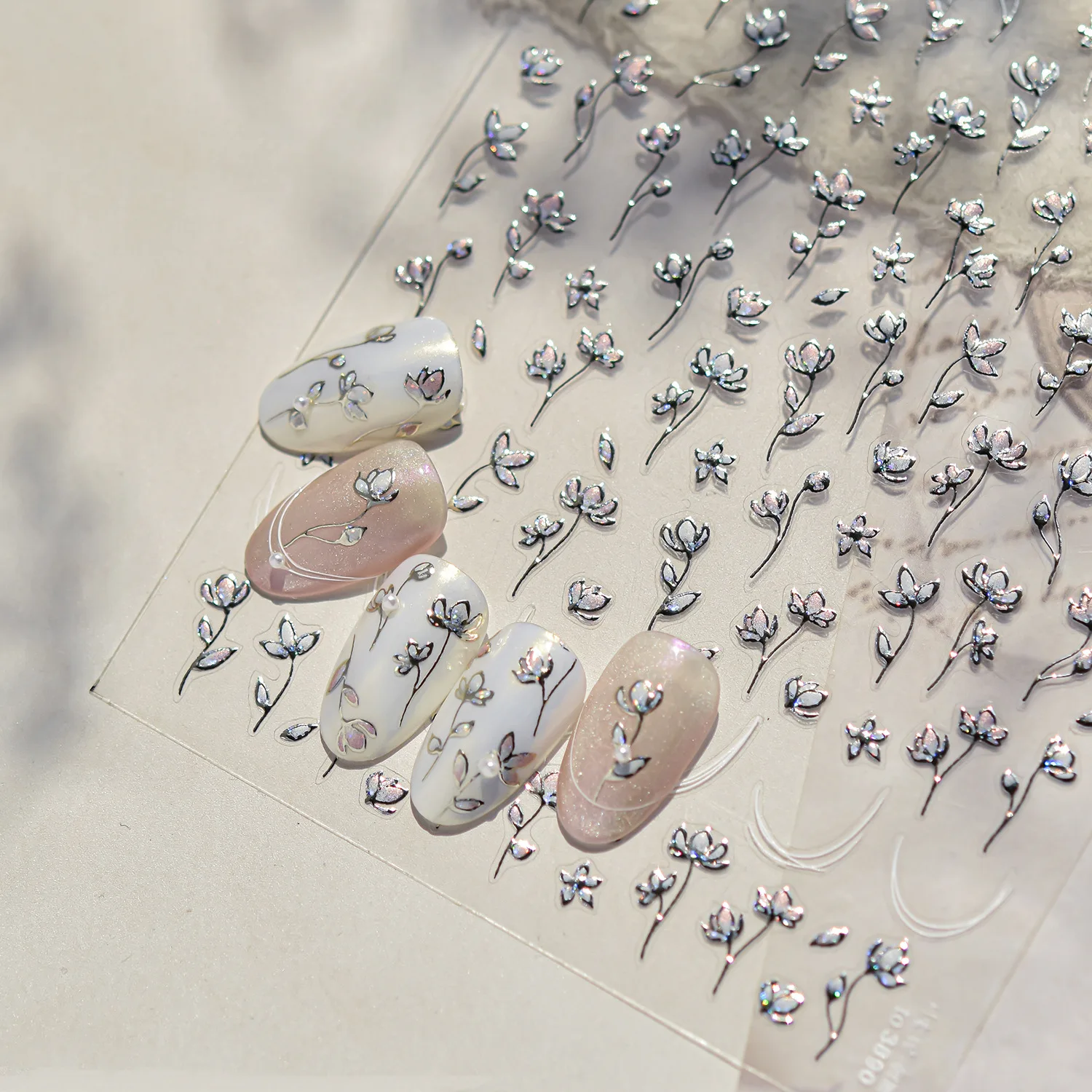 Retro Metal Nail Sticker 5D Elegant Contours Flower Nail Charms Stickers Self-adhesive Nail Art 3D Decorative Sticker Decals DIY