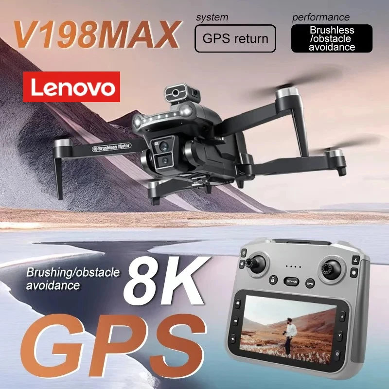 

Дрон Lenovo V198GPS 4K профессиональный FPV с бесщеточным двигателем, лазерным обходом препятствий, оптическим позиционированием, складной квадрокоптер, мини-дрон 8K
