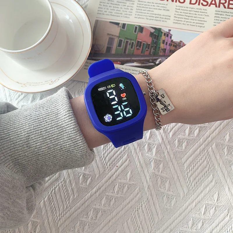 Модные спортивные часы для женщин и мужчин, электронные светодиодные цифровые часы, повседневные силиконовые женские часы с большим циферблатом, спортивные часы