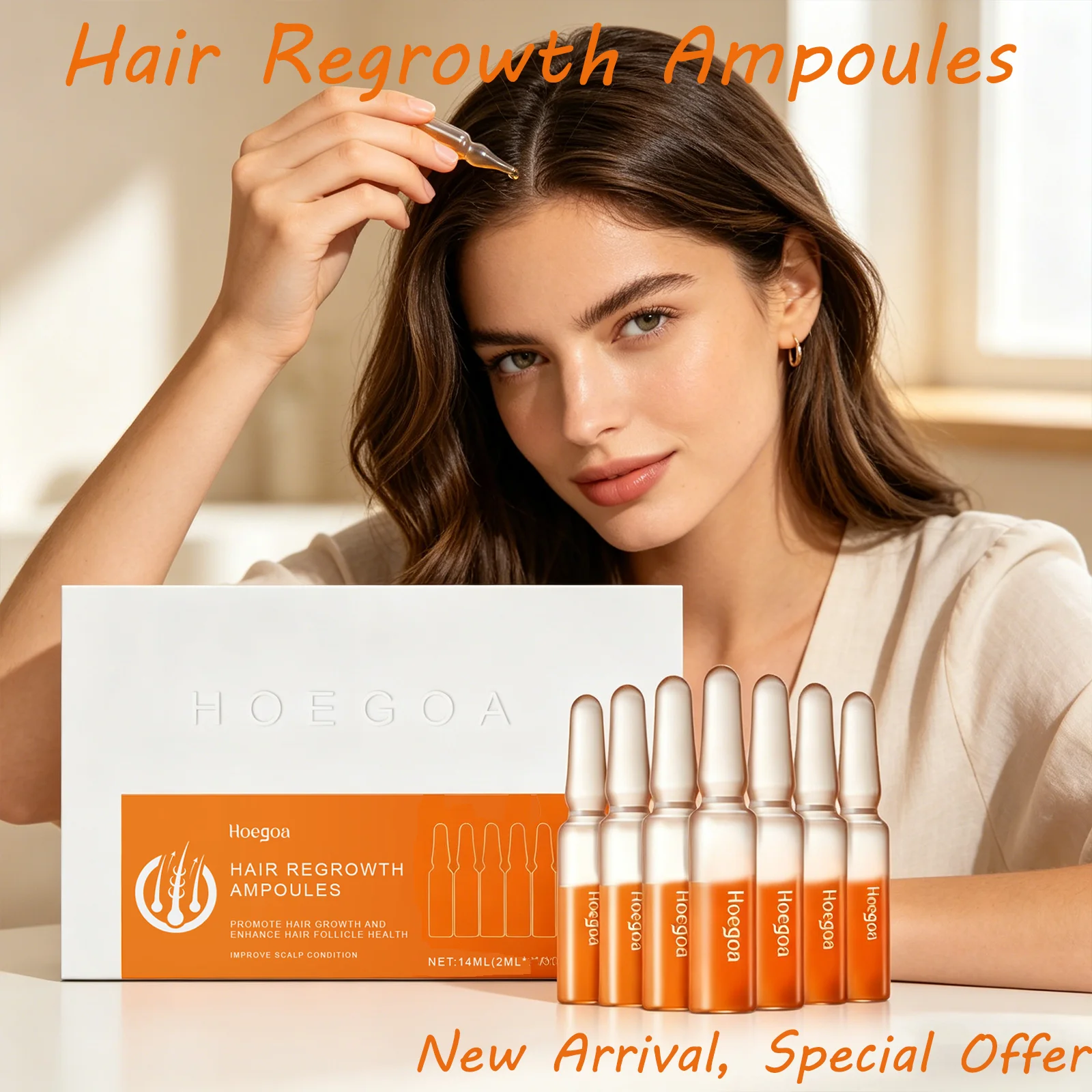 HOEGOA 14mL Hair Regrowth Ampoules Activates Hair Growth Nourishes Hair Follicles Improves Scalp Health Hair Growth Serum