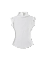 Économie à col roulé sexy pour femmes, pulls monochromes, t-shirts décontractés, streetwear féminin, t-shirts basiques, été 6