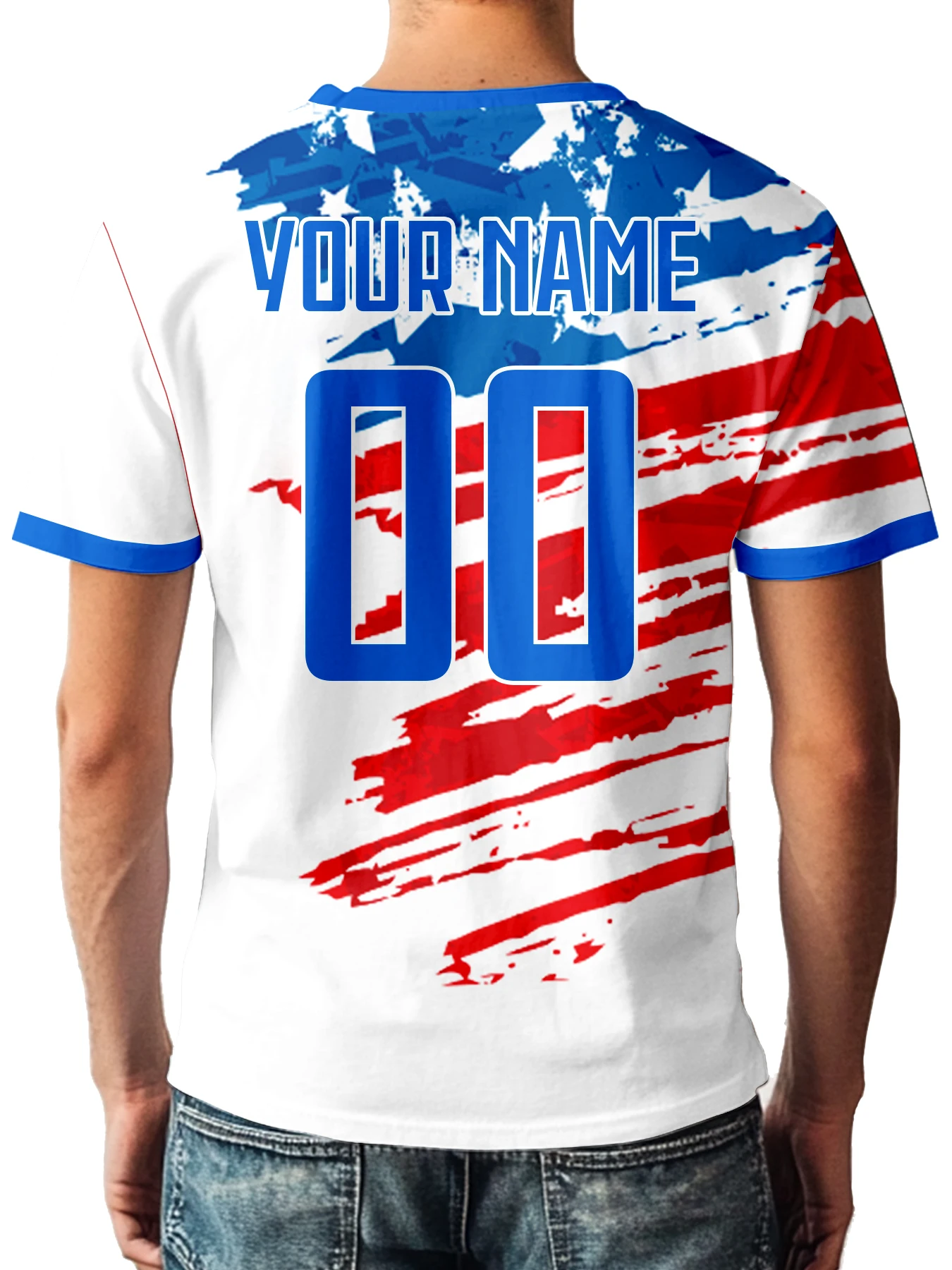 Custom Men’s USA Soccer T-Shirt Personalized Name Number National Team Football Fan Shirt Breathable Top