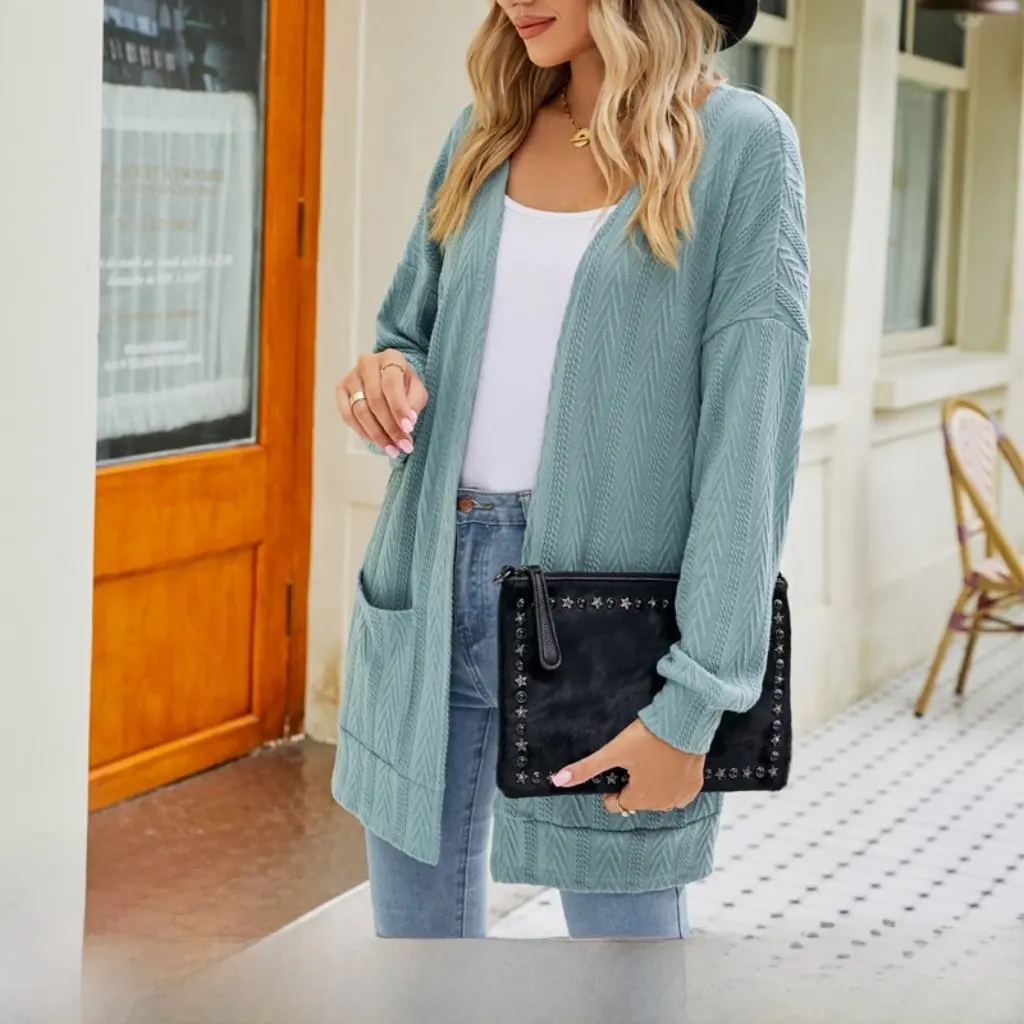 

Women's Long Sleeve Cardigan Sweater Solid Color Knitwear Coat Autumn European American Style New Arrivals