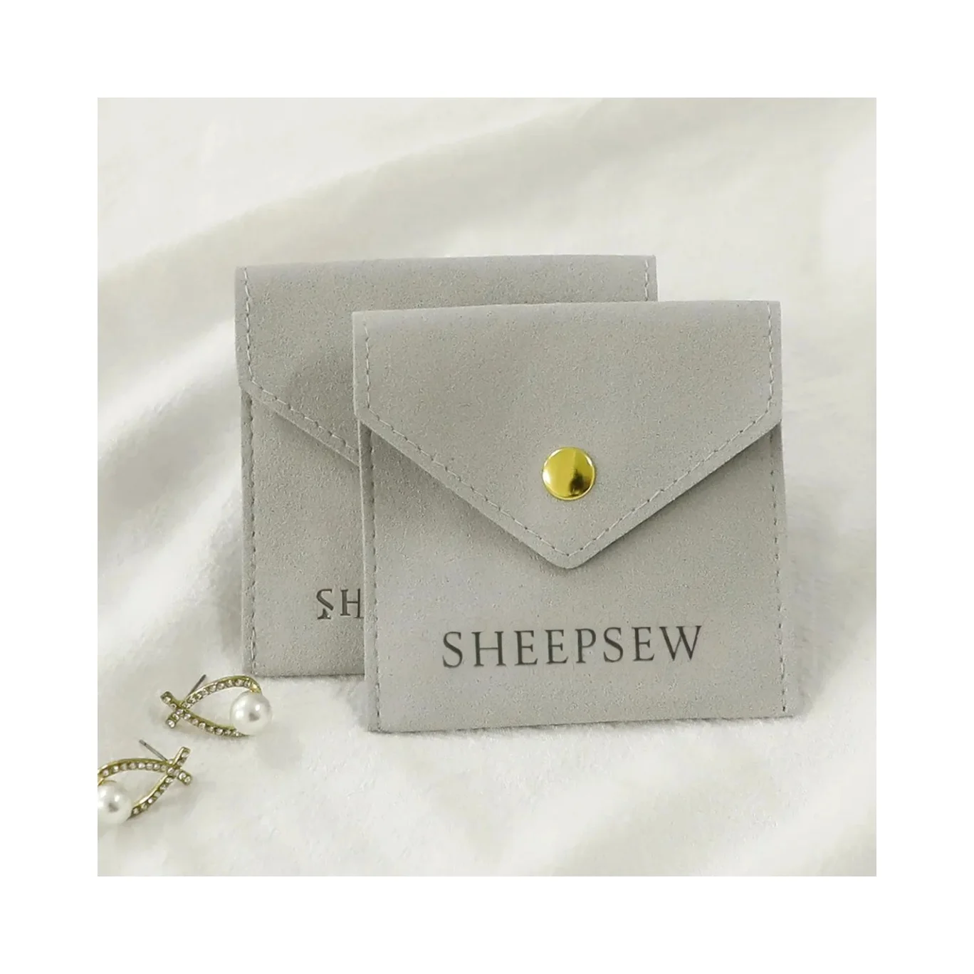 

50 шт./лот, чехол для ювелирных изделий из микрофибры с логотипом и кнопкой (8x8 см)