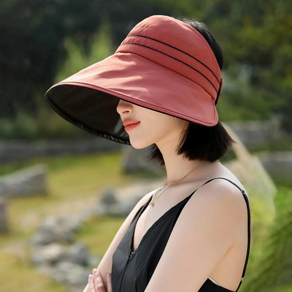 Open Top Sun Hat Women’s Wide Brim Sun Hat with Ponytail Hole Breathable Uv Protection Floppy Hat for Summer Beach for Cycling