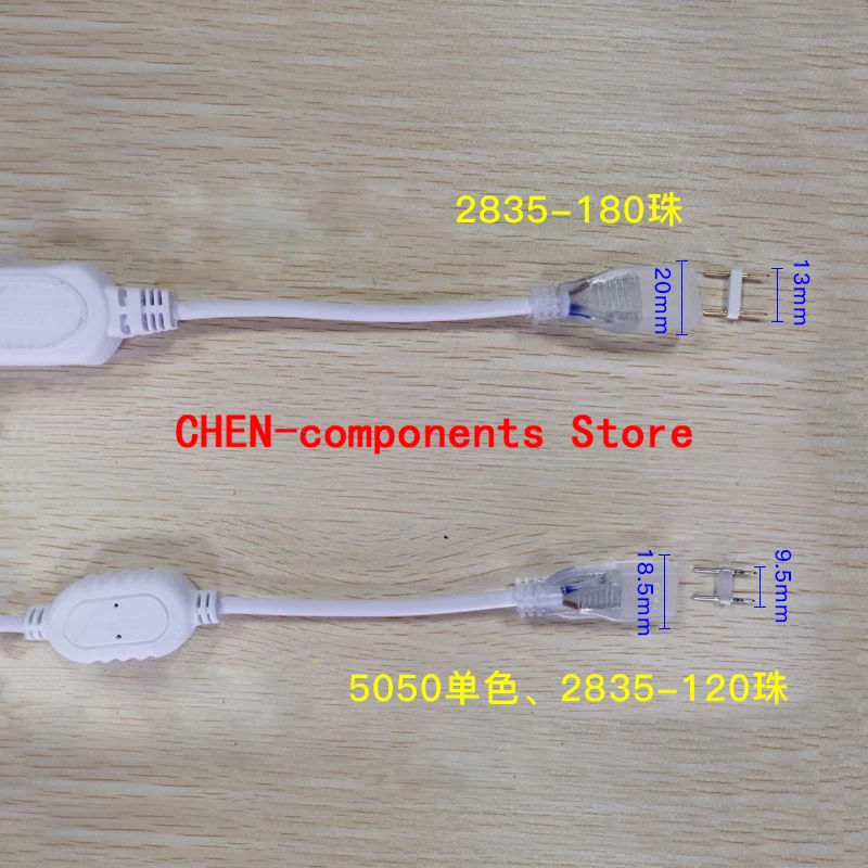 5050 2835 LED Light Strip Plug 220V Soft Light Strip Light Strip Constant Current Connector Double/Three Rows Waterproof Plug