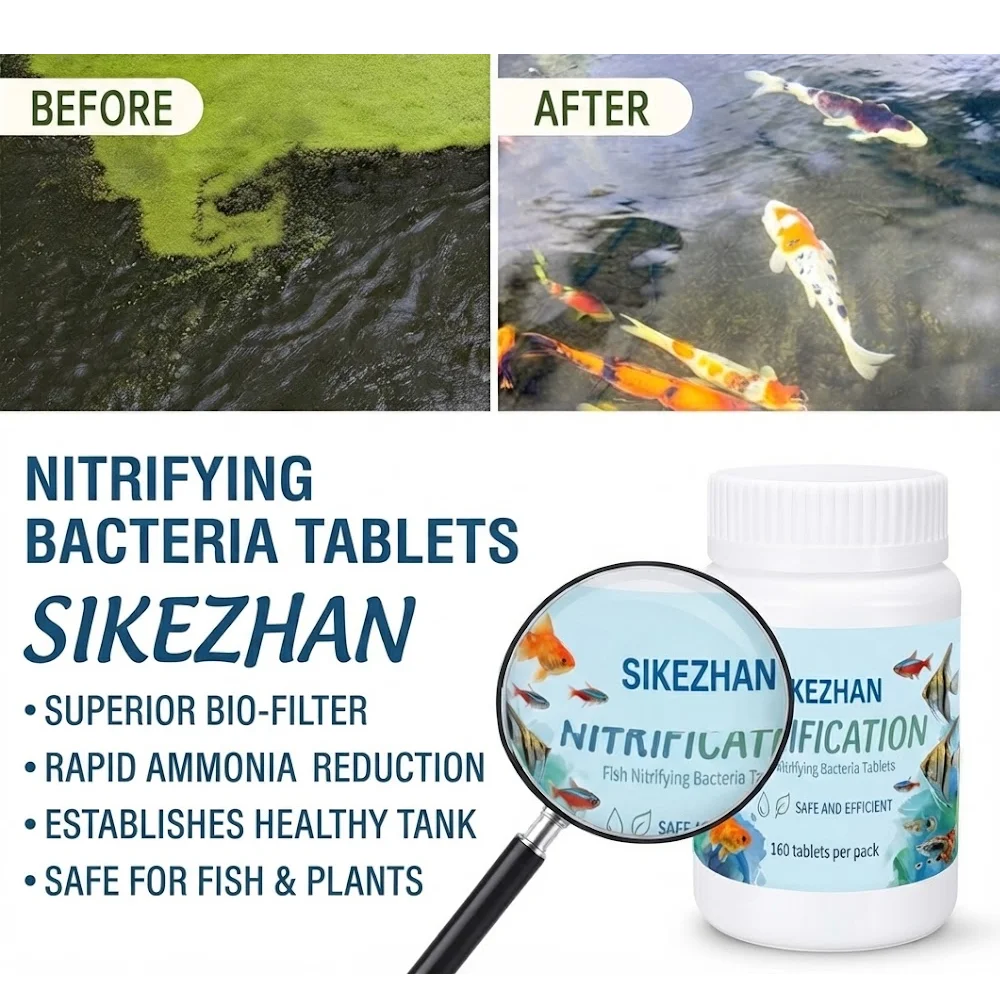 Nitrifying Bacteria Tablets Aquarium Bio Starter Quick Water Clarifier Removes Ammonia & Nitrite for Healthy Fish Tank SIKEZHAN