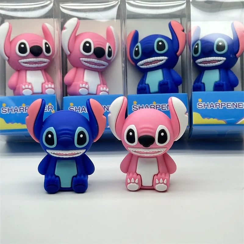 Disney Stitch Anime Apontador de Lápis para Crianças, Action Figure Model, Anjo Rosa, Material Escolar, Presentes de Festa, Ornamento