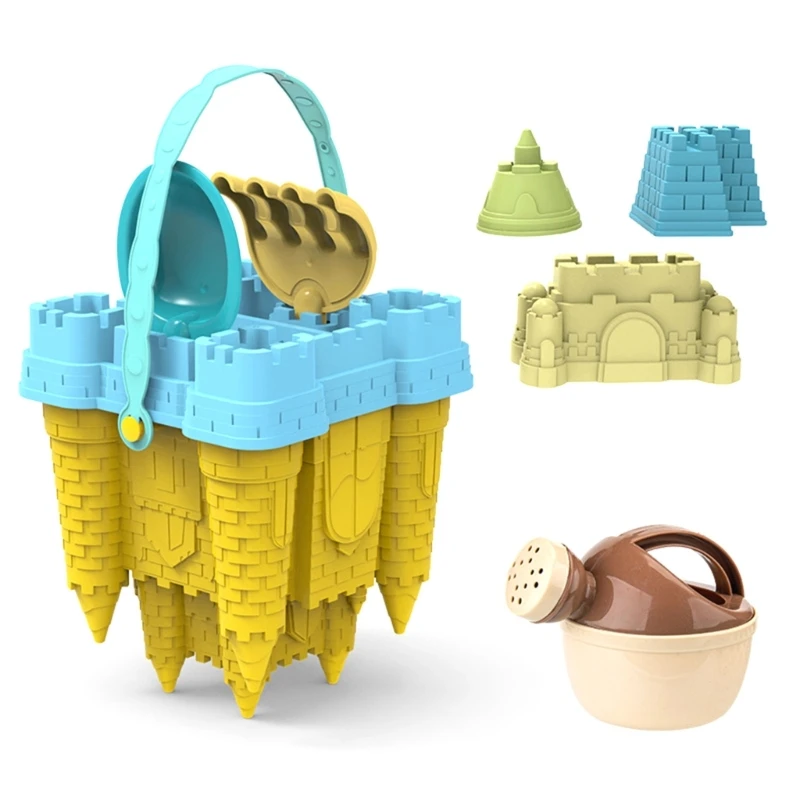 Beach Toy Outdoor Sand Play Castle Toy with Castle Mold Bucket Sandcastles Toy Bathtub Water Play Toy Kids Education Toy