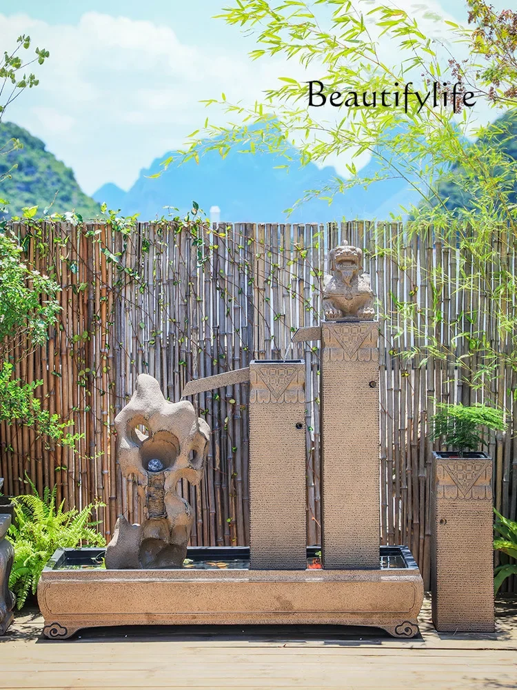 

décoration maison Large Flowing Water Ornaments Decorative Garden Floor Landscape Chinese Courtyard Outdoor Rockery Fish Pond