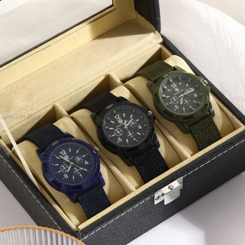 メンズ高級発光ナイロンバンドウォッチ、モーションリストクォーツ、スポーツショック腕時計、カップルウォッチ