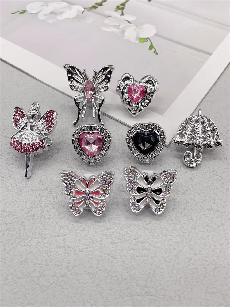 4 Stück abnehmbare Schmetterling Regenschirm Schnürsenkel Charms Ornamente Fee Schnürsenkel Schnallen Dekorationen DIY herzförmige Schuhclips – Detail 4
