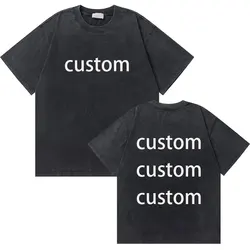 Washed Vintage Custom Diy Graphic T Shirt Men's Vintage Oversized Short Sleeve Tees Rapper Streetwear Men Hip Hop Casual T-shirt