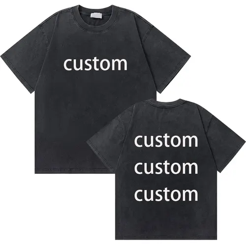 Imagen 1 del producto Camiseta con gráfico Diy personalizado Vintage lavada para hombre, camisetas de manga corta de gran tamaño Vintage, ropa de calle de rapero, camiseta informal de Hip Hop para hombre