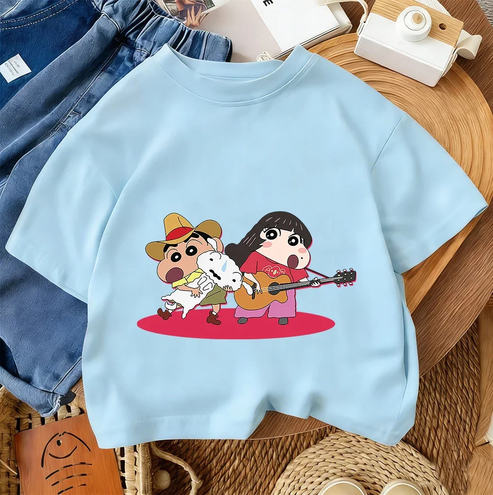 Cute Kawaii Kids T Shirt Cartoon Graphic Summer Casual Crew Neck Youth Wear Crayon Shin Chan Children 3 14