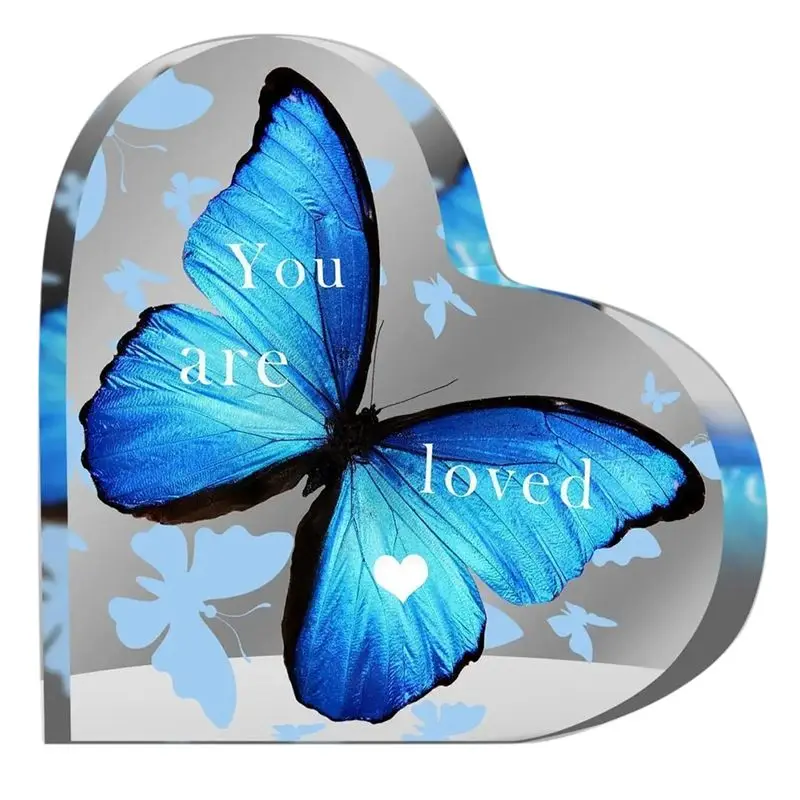AB33-3PCS Acrylic Butterfly Heart Shaped Women's Gift Desktop Decoration Carving Souvenir Table Decoration Thankful Gift