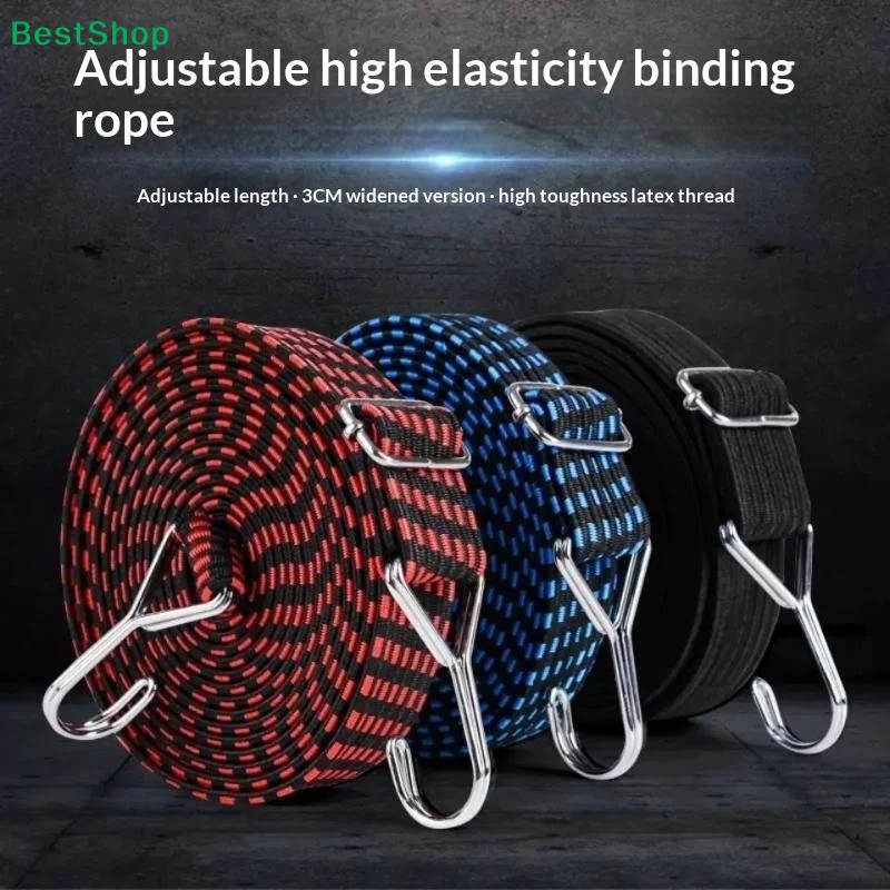 Elastic Lashing Strap Adjustable Buckle Luggage Binding Belt Motorcycle Bike Box Fixed Tension Rope Stretch Tie Down Straps