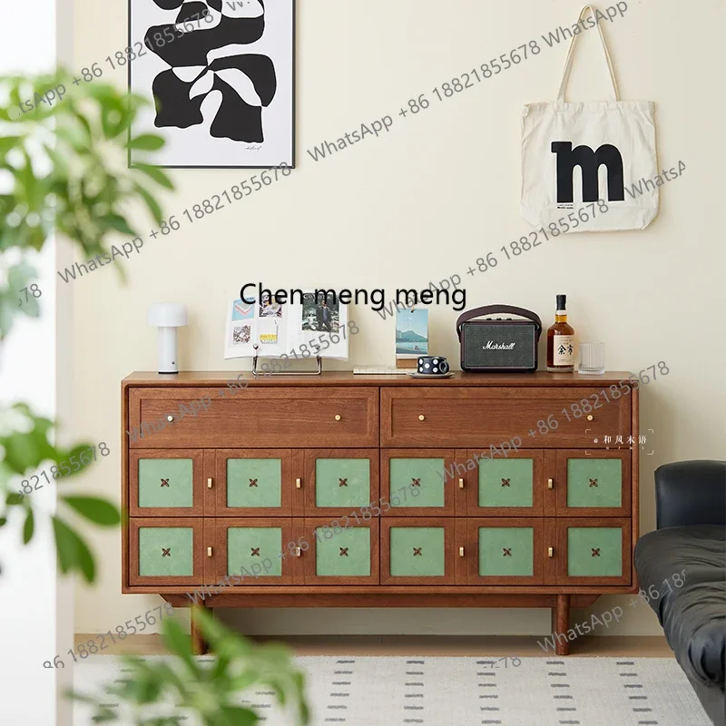 

X188 Medieval cherry wood retro color six-chest cabinet dining side cabinet bedside chest cabinet