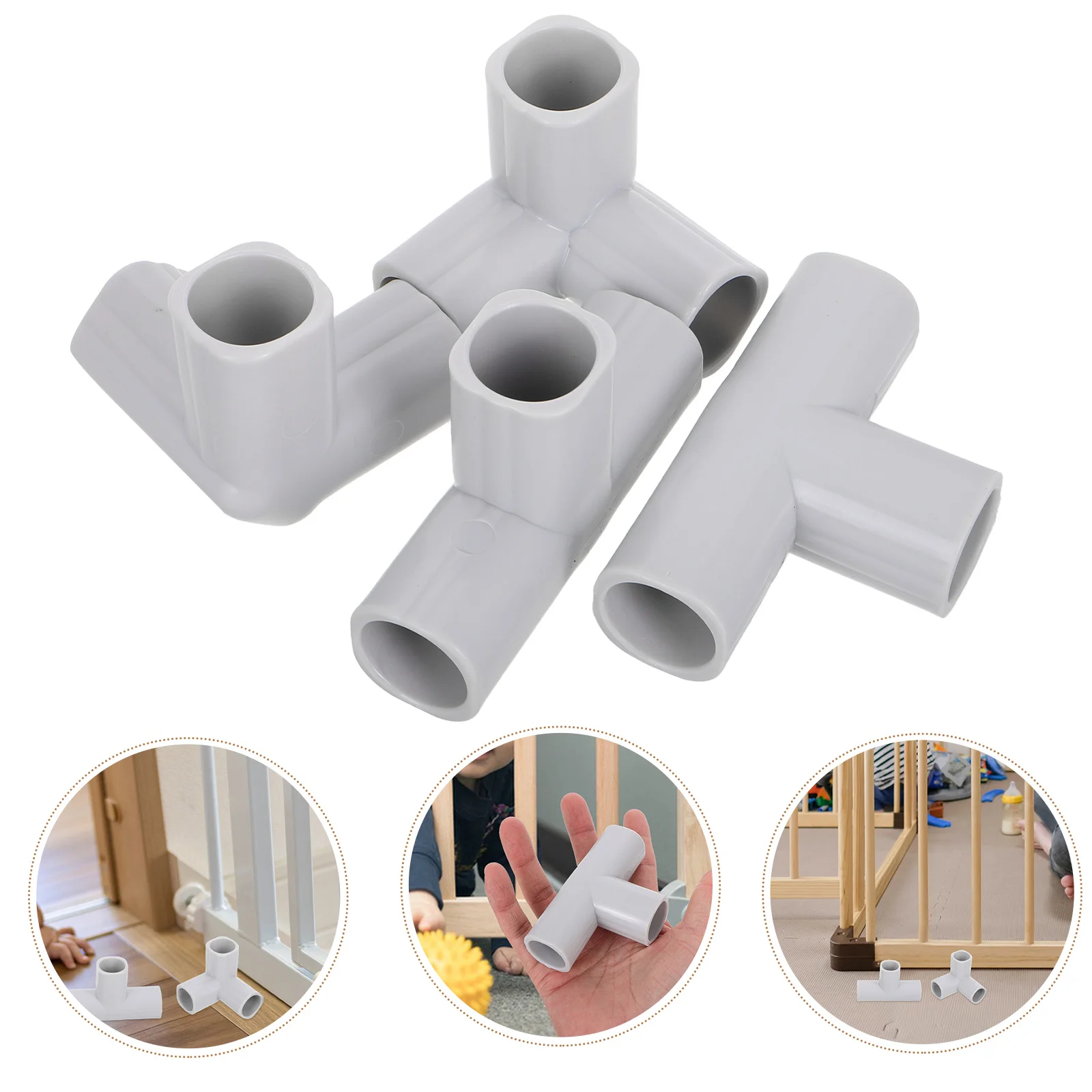 

4 Pcs Baby Playpen Guardrail Connectors Joint Indoor Light Grey Replacement Kids Ma