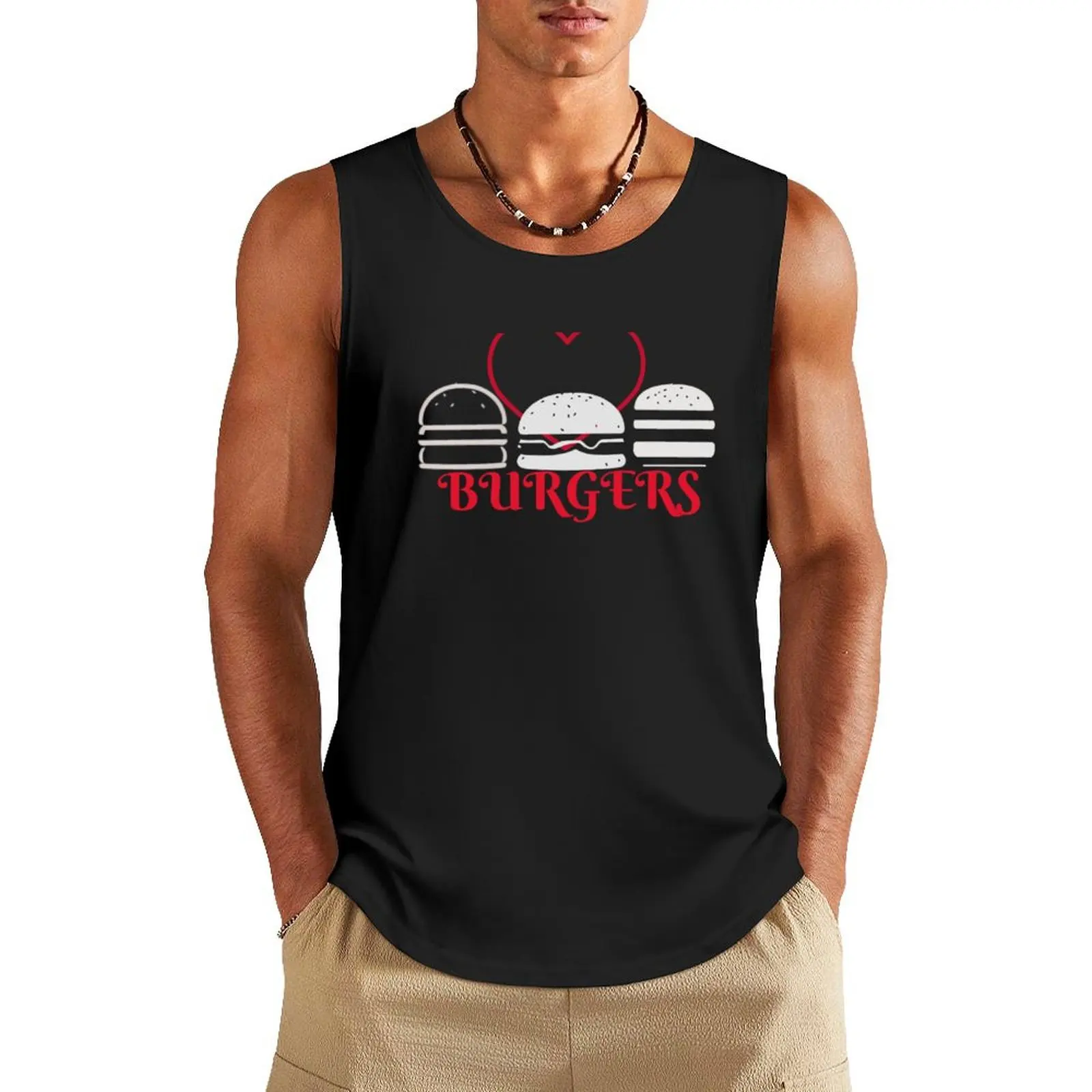

LOVE BURGERS - HAMBURGERS Tank Top sleeveless Men's t-shirts bodybuilding