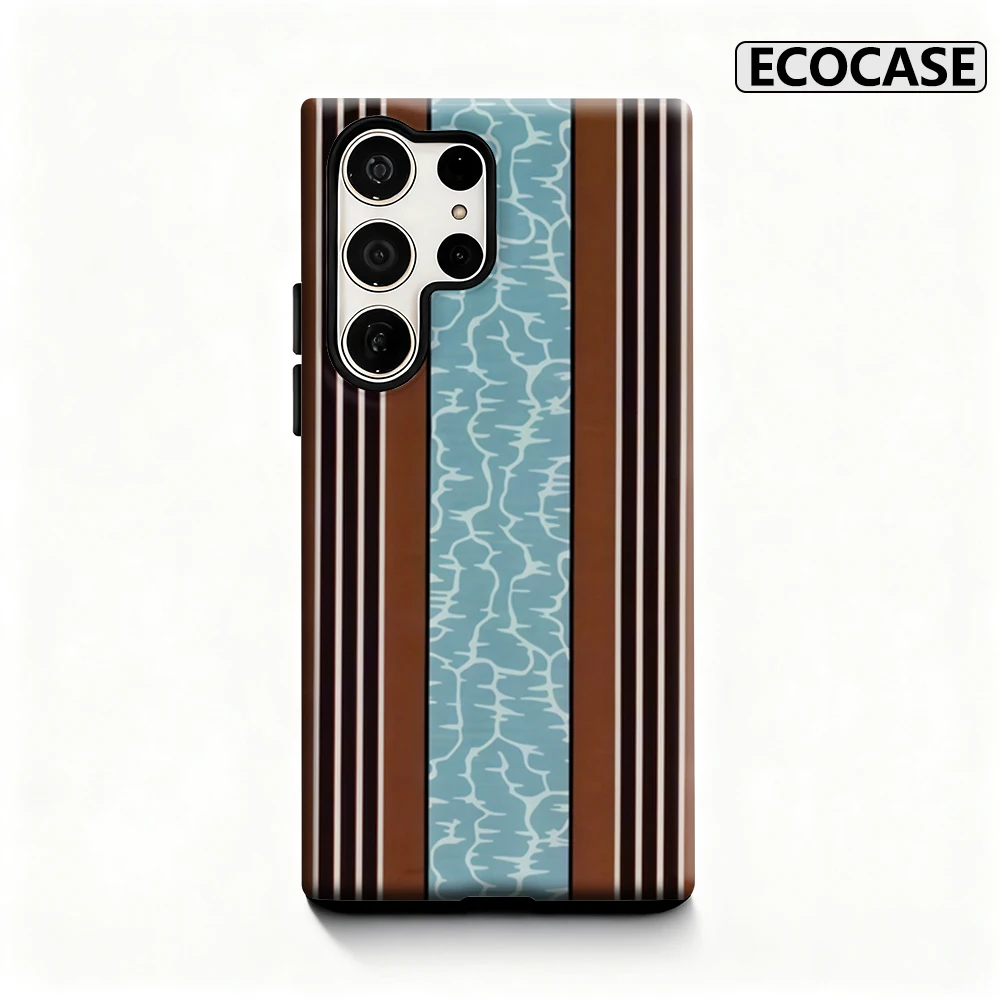 Retro-Streifen mit Wasser-Handyhülle für Samsung Galaxy S25 Ultra S24 S23 Ultra Plus, glänzende doppellagige Rückseite