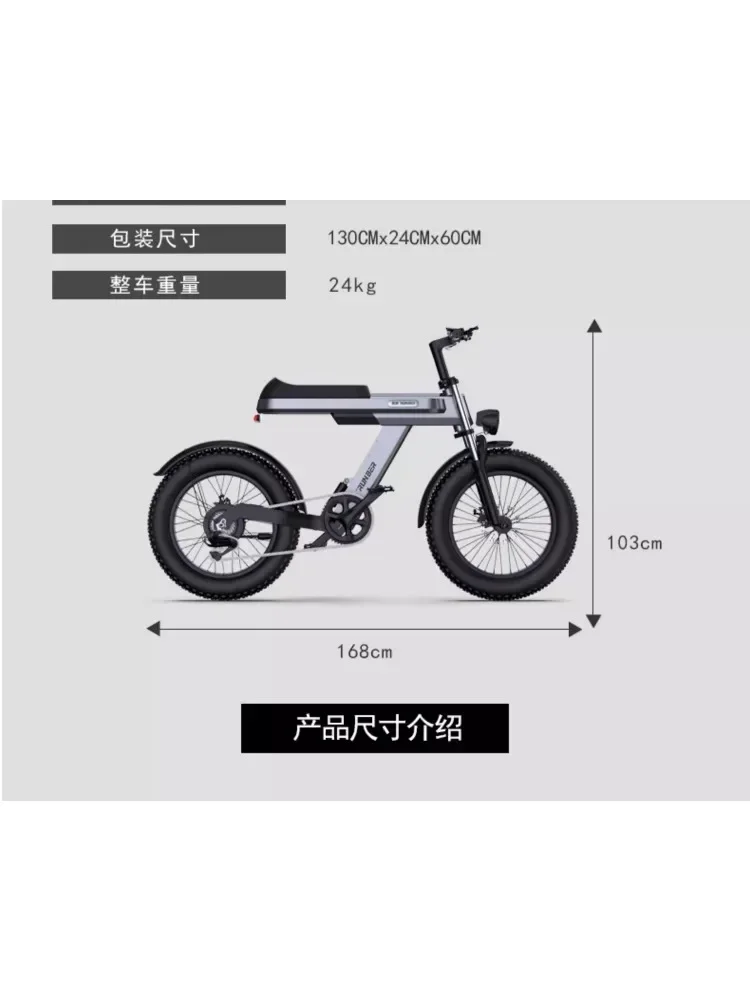 Electric All-Terrain off-Road Power Bicycle Lithium Battery Variable Speed 20-Inch Tire Scooter Battery Beach Motorcycle