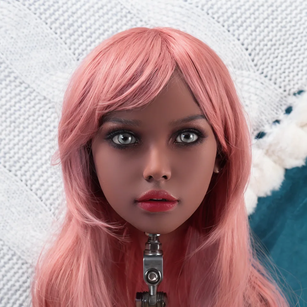 TPE 헤드 M16 나사형 인터페이스, 오픈형 가발 눈동자 입술 메이크업 연습, 헤어스타일 디자인(랜덤 가발)